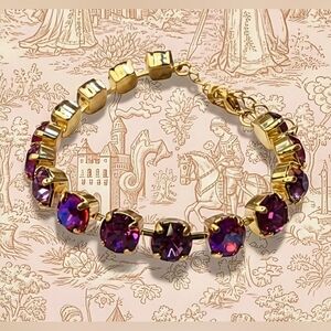Sparkly Deep Fuchsia & Pink Swarovski Crystal In Classic Gold Plated Bracelet